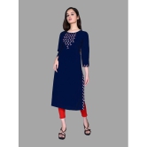 haya fashion - Navy Rayon Women's Straight Kurti ( Pack of 1 ) - None