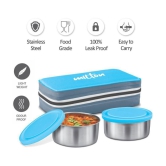 MILTON New Mini Lunch Insulated Tiffin Set of 2 (280 ml Each) with Jacket Cyan