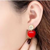 Red Cherry Earrings with Pearl Accents For Women & Girls - Design 3