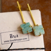 iha Aqua Druzy Cube Danglers Designer Gold Toned Earrings |Dangler Earrings|Fashion Jewellery|Handcrafted|Statement Earrings for Women and Girls|Soul Shoppr