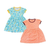 NammaBaby - Blue Cotton Girls Fit And Flare Dress ( Pack of 2 ) - None