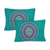 Frionkandy Cotton Queen Bed Sheet with Two Pillow Covers - Turquoise - Turquoise