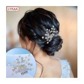 LYKAA Stylish Korean Pearls Hair Clips Hairpin, Side Pin Hair Accessories For Women Girls - Silver - Silver