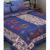 Kismat Collection 100% Cotton Royal Rajwadi Printed Double Bed Cover With 2 Pillow Cover