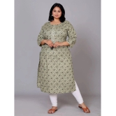 JC4U Cotton Blend Printed Straight Womens Kurti - Green ( Pack of 1 ) - None