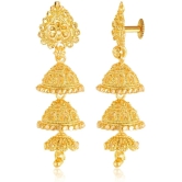 VIVASTRI Golden Jhumki Earrings ( Pack of 1 ) - Golden