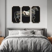 Set of 3 Horse Mural Wood Print Wall Art