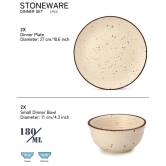 Bodhi House Handcrafted Stoneware Ceramic Dinner Set, Serving for 2, Microwave and Dishwasher Safe, Bone-ash Free, Crockery Set for Dining and Gifting, Pack of 4, Beige