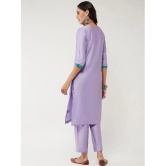 Pannkh Viscose Embroidered Straight Womens Kurti - Lavender ( Pack of 1 ) - None