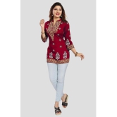 Meher Impex Crepe Printed A-line Womens Kurti - Red ( Pack of 1 ) - None