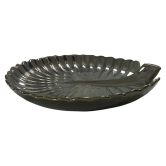 Ceramic Dining Emerald Green Handcrafted & Glazed Round Peacock Ceramic 12 Inches Serving Platter