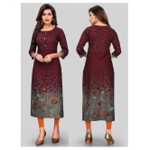 Vbuyz - Maroon Rayon Womens Straight Kurti ( Pack of 1 ) - XL