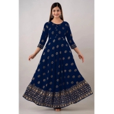 Kapadia - Navy Blue Rayon Womens Anarkali Kurti ( Pack of 1 ) - None