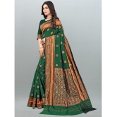 Om Shantam Sarees - Green Banarasi Silk Saree With Blouse Piece ( Pack of 1 ) - Green