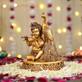 Artarium Nand Gopal Statue Handcrafted Bal Krishna Idol Laddu Gopal Statue Antique Finish Decor Your Home,Office Metal Krishna Murti,Showpiece Figurines,Religious Idol Gift Article Pack of 1