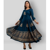 Lee Moda - Navy Rayon Womens Anarkali Kurti ( Pack of 1 ) - XXL