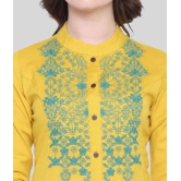 Divena - Yellow Cotton Blend Womens Front Slit Kurti - 3XL