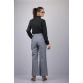 Denim for women party wear stylish pants for womens Light Grey Wide Bottom Denim Silk Pant (OTL-PNT-1005)-Grey / S