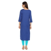 Alena Blue Cotton Straight Kurti - L