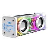 V8 Transparent Mecha Music Speaker Bluetooth 5.0 Wireless Subwoofer with RGB Light-White