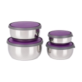 HomePro Bowl 4pcs With Lid Steel Purple Food Container ( Set of 4 ) - Purple