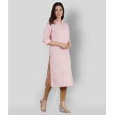 KIPEK - Pink Cotton Womens Front Slit Kurti - L