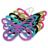 CONNECTWIDE? Flocking Butterfly Type Hanger Flocking Plastic Scarves Hangers for Tie, Scarf holders butterfly design with velvet flocculation, Non-Slip Flocked Scarf Tie Belt Clothes Wardrobe Holder Hook Hanger 12 openings, 29 x 23.5 cm. ( Pink)