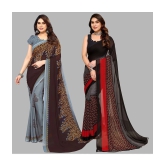 ANAND SAREES Georgette Printed Saree With Blouse Piece - Multicolour ( Pack of 2 ) - Multicolour