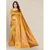 Om Shantam Sarees - Mustard Banarasi Silk Saree With Blouse Piece ( Pack of 1 ) - Mustard