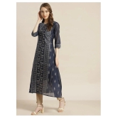 Juniper - Blue Chanderi Womens A-line Kurti ( Pack of 1 ) - S