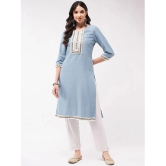 Pannkh Art Silk Embellished Straight Womens Kurti - Blue ( Pack of 1 ) - None