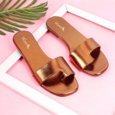 WOMEN FASHION FLAT BRONZE SLIPPERS