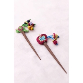 Multicoloured Bird Butterfly Hair Stick (Pair) Green