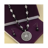 SILVERSHINE Adjustable Silver Plated With Black Pearl Ganeshji  Pendant mala set for Women girl - Silver