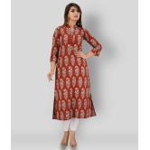 SVARCHI - Maroon Cotton Womens Straight Kurti ( Pack of 1 ) - S