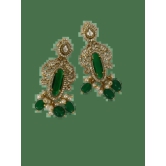 Stunning Gold-Plated Kundan Necklace Set with Green Stones and Pearls