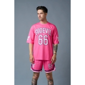 Go Devil 66 Printed Pink Polyester Co-ord Set for Men XXL