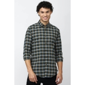 Men Green Super Slim Fit Check Full Sleeves Casual Shirt