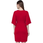 Addyvero Cotton Lycra Red Bodycon Dress - Single - L