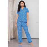 Clovia Blue Rayon Womens Nightwear Nightsuit Sets ( Pack of 2 ) - None