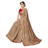 offline selection - Beige Silk Blend Saree With Blouse Piece (Pack of 1)