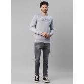 UrbanMark Men Regular Fit Printed Full Sleeves Round Neck Fleece Sweatshirt-Light Grey - None