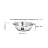 coconut Stainless Steel Basin 22Guage /Multipurpose Bowl -1 Unit - Diameter - 26 Cm