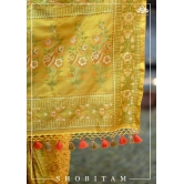 Exquisite Tanchoi Floral Banarasi Saree in Pure Silk Satin in Pale Mustard | SILK MARK CERTIFIED