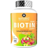 NATURYZ 100% Plant Based Biotin with DTH Omega 3 for Strong Hairs, Nails, Glowing Skin - 90 Tablets