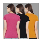 Fabflee - Multi Color Cotton Regular Fit Womens T-Shirt ( Pack of 3 ) - None