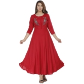 JC4U - Maroon Rayon Womens Anarkali Kurti ( Pack of 1 ) - None