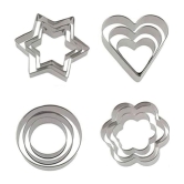 purple dust - Silver Stainless Steel 12 Pcs of Cookie Cutter ( Set of 1 ) - Silver