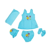 Sathiyas Blue Cotton 5 Pcs Gift Pack - 0-6 Months