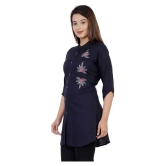 HIGHLIGHT FASHION EXPORT Blue Rayon Straight Kurti - Single - S